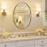 ANDY STAR® Brushed Gold Oval Mirror Bathroom Oval Vanity Mirror | Stainless Steel Frame | Wall Mounted Horizontal&Vertical