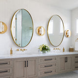 ANDY STAR® Brushed Gold Oval Mirror Bathroom Oval Vanity Mirror | Stainless Steel Frame | Wall Mounted Horizontal&Vertical
