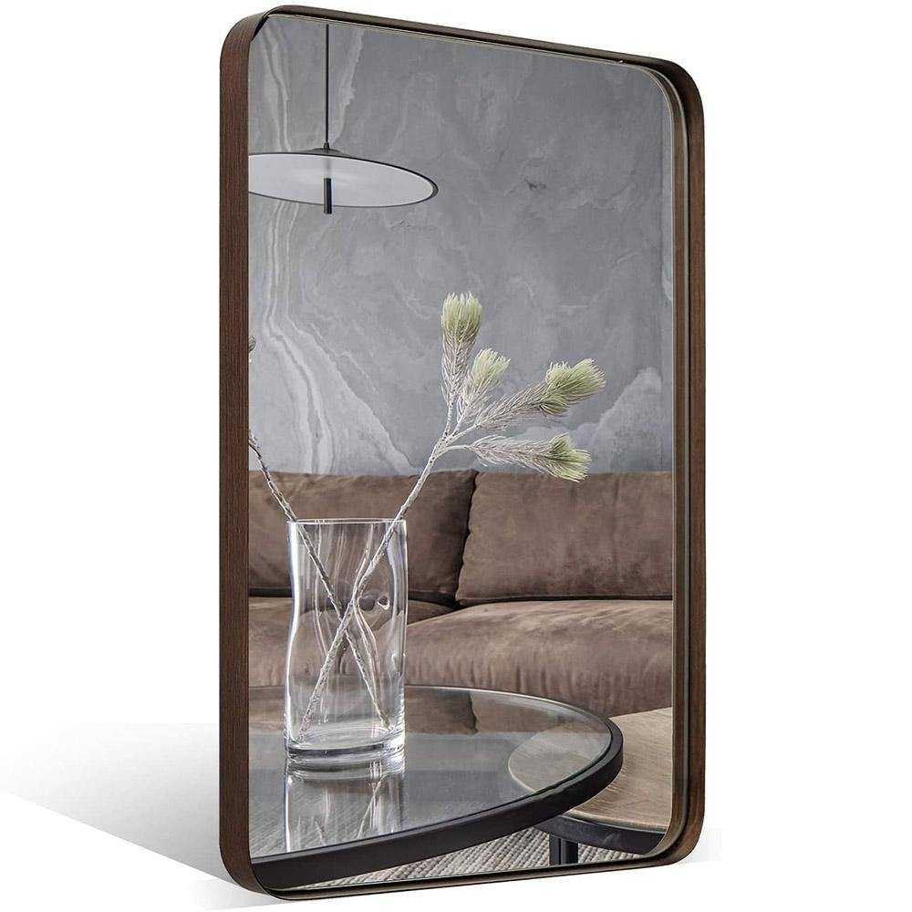 Rustic Brushed Bronze Rounded Rectangle Bathroom Vanity/Mirror Stainless Steel Frame| Wall Mounted Horizontally or Vertically