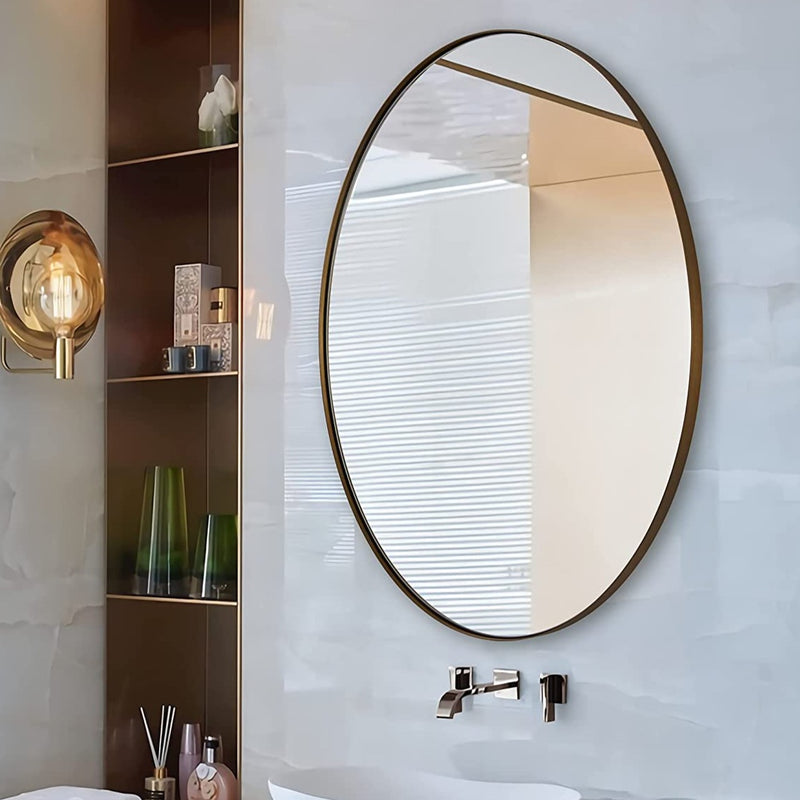 ANDY STAR® Vintage Brushed Bronzed Oval Bathroom Wall Mirrors Metal Stainless Steel Frame | Mounted Horizontal&Vertical