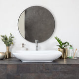 Modern Silver Round Mirror Circle Wall Mirror Stainless Steel Framed Bathroom/Vanity Mirror