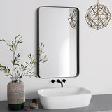 ANDY STAR® Modern Rounded Rectangle Bathroom/Vanity Mirror| Stainless Steel Frame Mounted Horizontal or Vertical