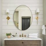 ANDY STAR® Brushed Gold Oval Mirror Bathroom Oval Vanity Mirror | Stainless Steel Frame | Wall Mounted Horizontal&Vertical