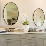 ANDY STAR® Vintage Brushed Bronzed Oval Bathroom Wall Mirrors Metal Stainless Steel Frame | Mounted Horizontal&Vertical