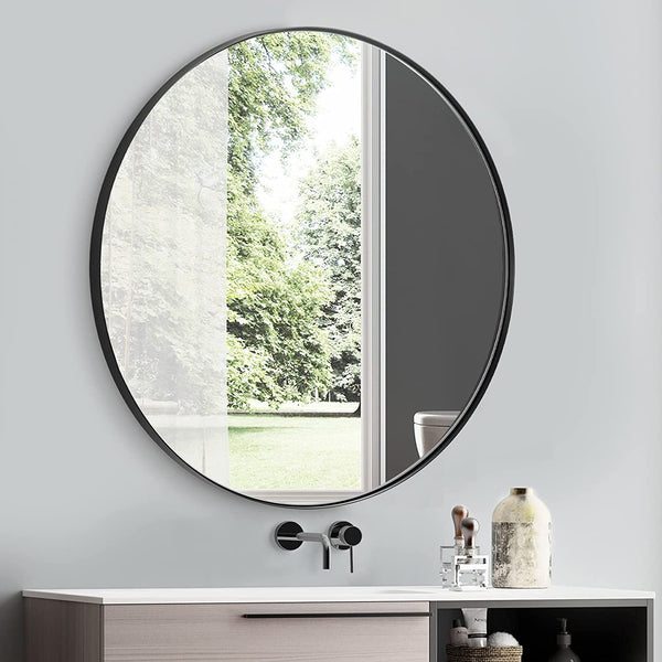 Contemporary Round Mirror Industrial Bathroom Vanity Round Mirror Circle Wall Mirror