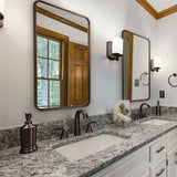 Rustic Bronze Bathroom Mirror Rounded Rectangle Mirror Metal Frame Farmhouse Mirror | Wall Mounted Vertically or Horizontally