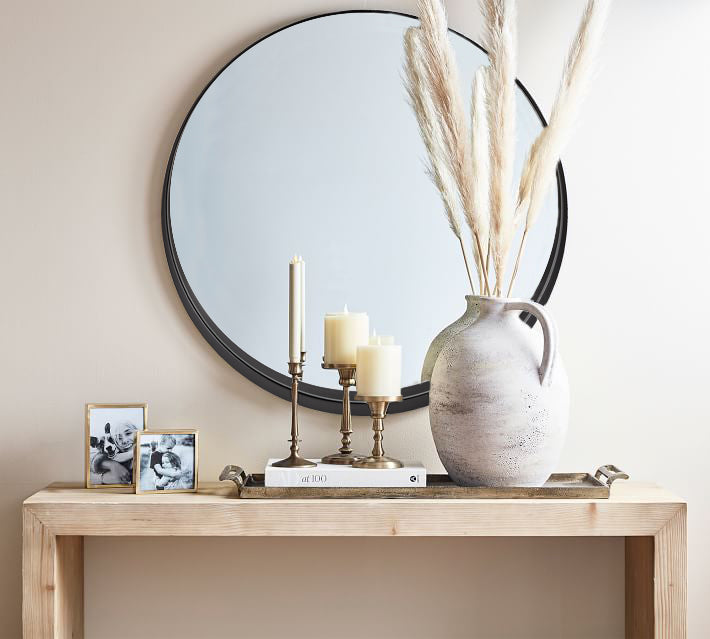 Black Round Mirror Round Bathroom mirrors Large Circle Wall Mirror Stainless Steel Metal Frame with Thickness 1" to 3" Design