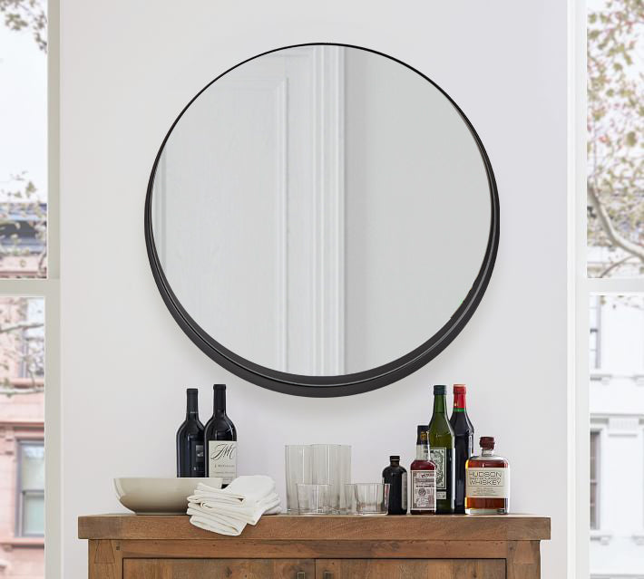 Black Round Mirror Round Bathroom mirrors Large Circle Wall Mirror Stainless Steel Metal Frame with Thickness 1" to 3" Design
