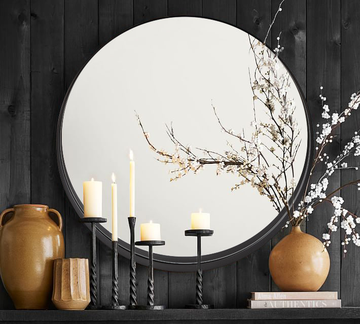 Black Round Mirror Round Bathroom mirrors Large Circle Wall Mirror Stainless Steel Metal Frame with Thickness 1" to 3" Design