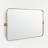 MOONMIRROR Modern Tilting Pivot Bathroom/Vanity Mirror Brass Rectangle Mirror Adjustable Swivel Wall Mirrors | Stainless Steel Frame