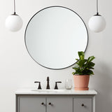 Modern Silver Round Mirror Circle Wall Mirror Stainless Steel Framed Bathroom/Vanity Mirror