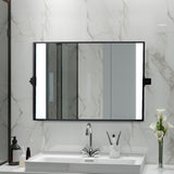ANDY STAR Tilting Pivot Mirror Black Rectangle Wall Mirror for Bathroom/Vanity | Metal Framed