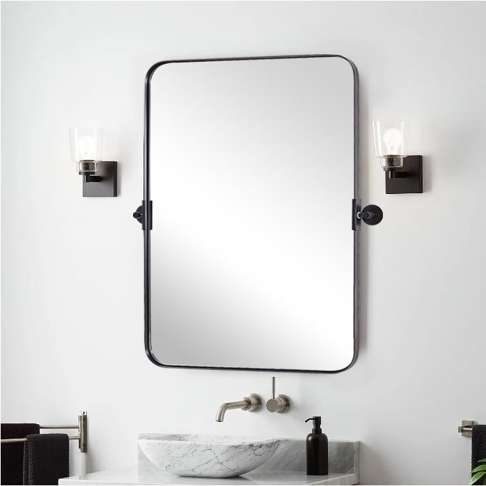 Tilting Rectangular Pivot Mirror for Bathroom/Vanity | Stainless Steel Frame