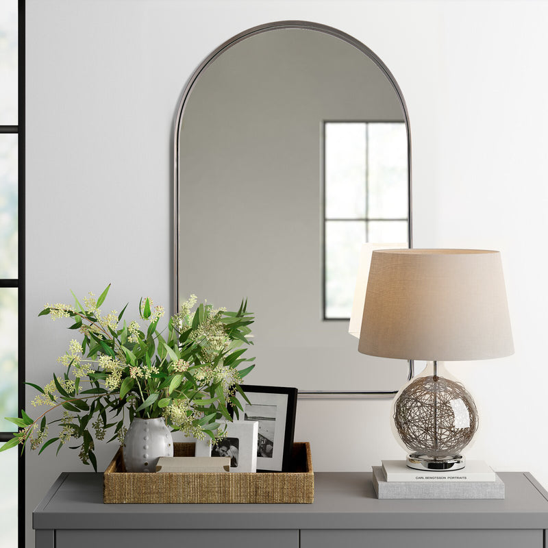 Contemporary Brushed Metal Wall Mirror, Elegant Design