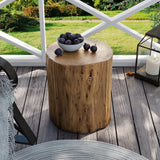 Tree Stump Table Outdoor, Rustic Faux Wood Stump Side Table Outdoor Coffee & End Table Stools, Plant Stand for Patio Livingroom Bedroom Garden Backyard