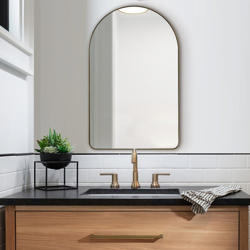ANDY STAR Brushed Gold Arch Mirror Bathroom/Vanity Mirror Brass Arched Top Wall Mirror