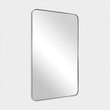 Brushed Nickel Rounded Rectangular Mirrors with Stainless Steel Frame
