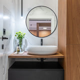 [Canada Warehouse] ANDY STAR® Modern Round Wall Mirror Black Gold Circle Mirror for Bathroom Stainless Steel Framed | Wall Mounted Vertically & Horizontally