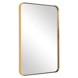 ANDY STAR® Contemporary Brushed Gold Rounded Rectangle Bathroom Vanity Mirror | Stainless Steel Metal Framed | Wall Mounted Horizontal or Vertical