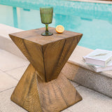 Tree Stump Table Outdoor Faux Wood Stump Side Table Inverted Triangle Outdoor Indoor Accent Coffee & End Table Stools, Plant Stand Table for Patio Livingroom Bedroom Garden Backyard