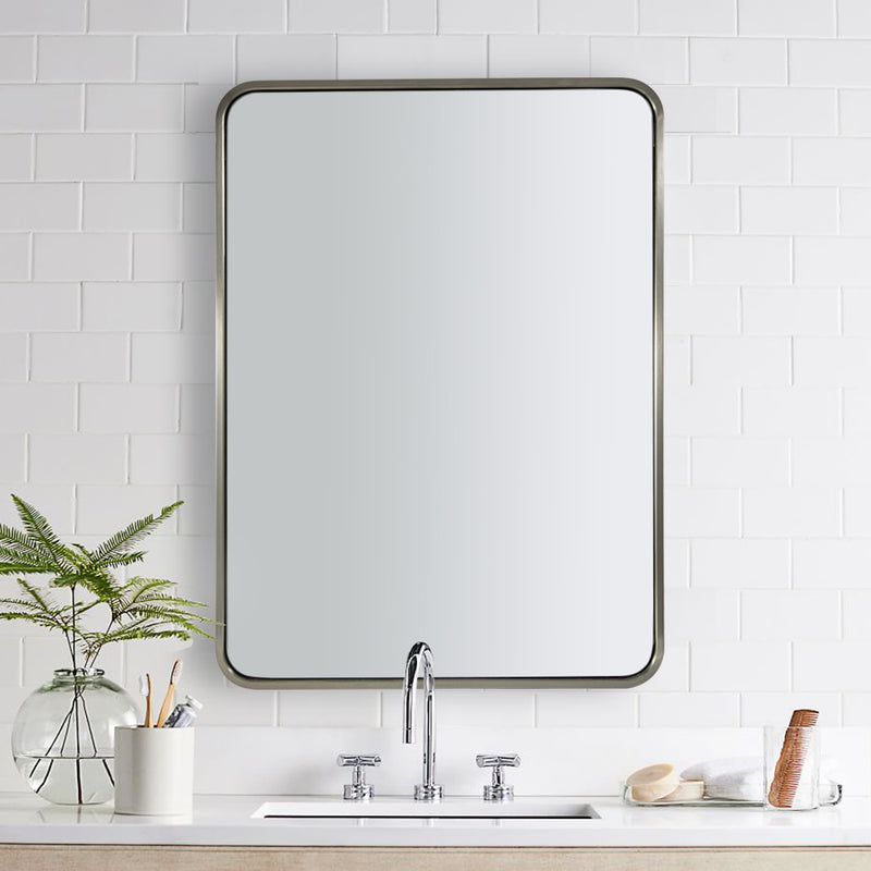 Open Box Like New : Antique Rounded Rectangle Mirror Metal Tube Framed Bathroom/Vanity Mirror Wall Mounted Vertically or Horizontally