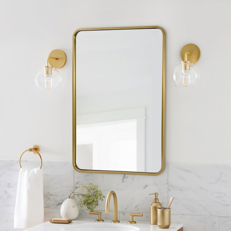 Open Box Like New : Antique Rounded Rectangle Mirror Metal Tube Framed Bathroom/Vanity Mirror Wall Mounted Vertically or Horizontally