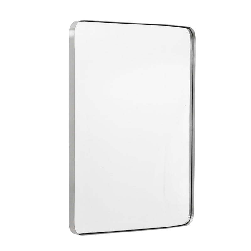 ANDY STAR® Modern Brushed Nickel Rounded Rectangular Bathroom Vanity/ Mirror Stainless Steel Metal Framed Wall Mounted Horizontal or Vertical