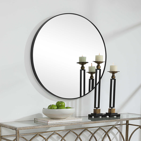 Modern Black Round Mirror Industrial Bathroom Round Vanity Mirror Circle Wall Mirror